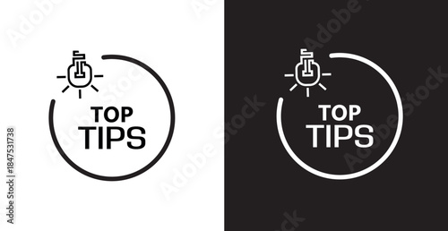 top tips sign on white background