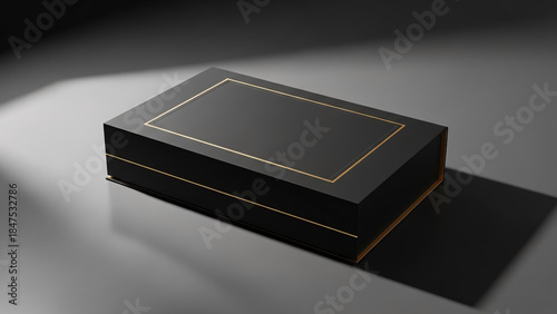 Luxury Gift Packaging Mockup in Black with Gold Decorative Accents
