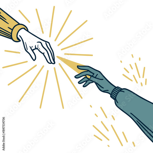 Two hands from opposite sides projecting energy beams