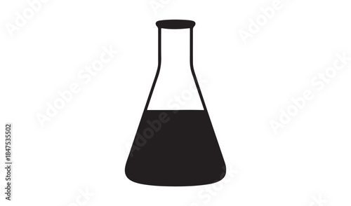 Minimalist vector illustration of a conical flask filled with liquid, symbolizing science, chemistry, and experiments.