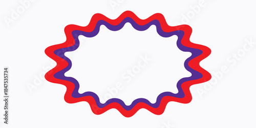 Abstract Wavy Badge Frame in Red and Blue