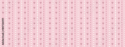Cute striped design featuring scattered pink hearts shapes on soft pastel backdrop. Perfect for romantic greeting cards, wrapping paper, and feminine decor.