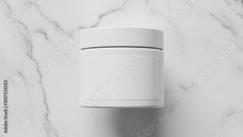 Minimal Skincare Cream Container Mockup Displayed on Polished Marble Surface