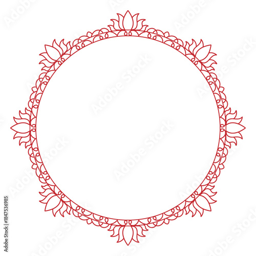 Red mandala ornament vector design.