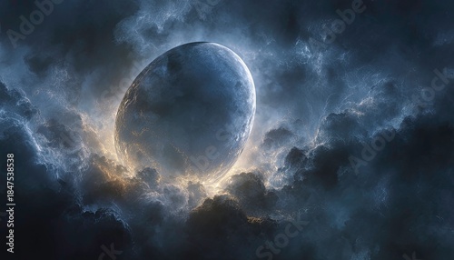 Wallpaper Mural Celestial body surrounded by swirling, dark atmospheric clouds. Torontodigital.ca