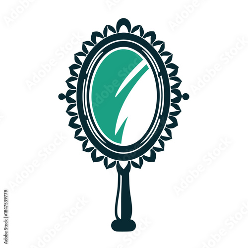 Elegant Vintage Ornate Hand Mirror Vector Illustration