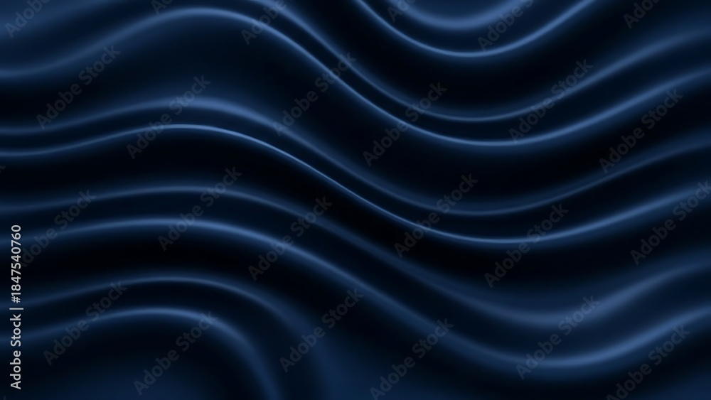 Obraz premium Smooth dark blue fabric with elegant waves and soft lighting