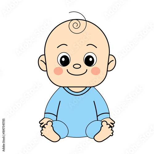 Curious Seated Baby. Cute Illustration For Nursery Decor And Baby Products.