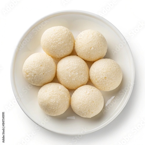 Rasgullas Dessert in Earthen Pot, Isolated on White Background