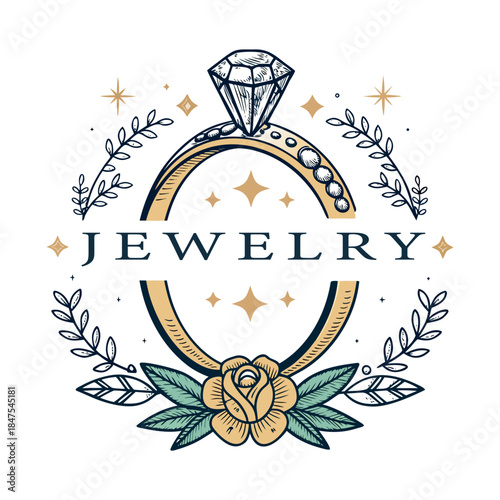 Elegant Diamond Ring Jewelry Logo