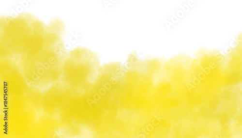 Yellow smoke overlay border, bright yellow color fog mist cloud bottom edge transparent png for banner header or poster design