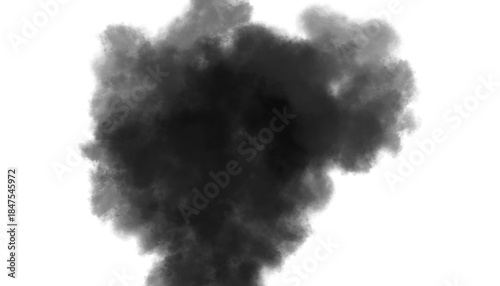 Black smoke cloud overlay, dark fog explosion center png transparent smoke texture isolated on transparent background for dramatic photo effects