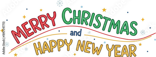 Festive Greetings A Colorful Merry Christmas and Happy New Year Illustration for Holiday Cheer