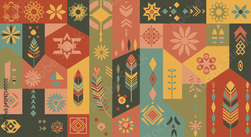 Boho Gypsy Ethnic Abstract Vector Background