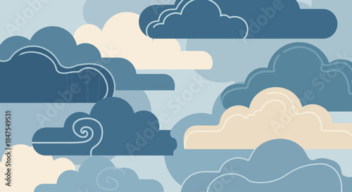 Minimal Batik Mega Mendung Cloud Background