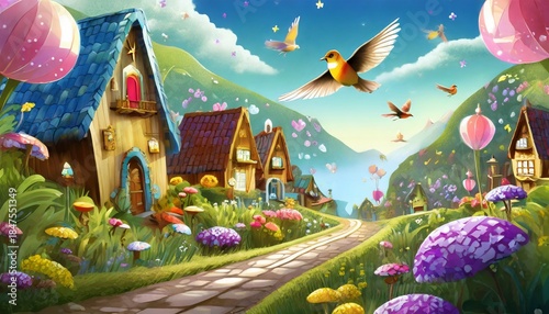 ファンタジーの可愛い街並み