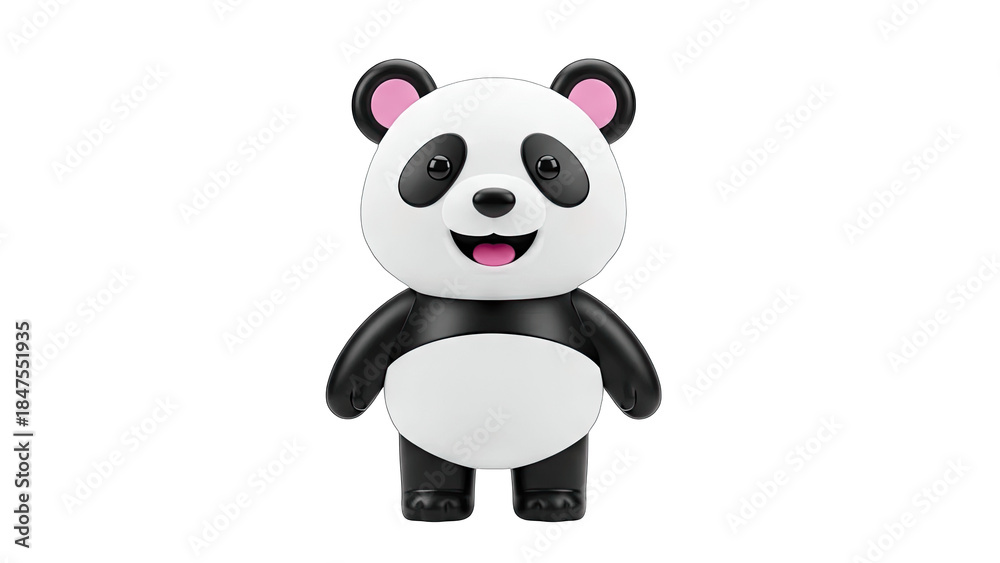 Naklejka premium Smiling Panda Bear Cartoon Character on White Background