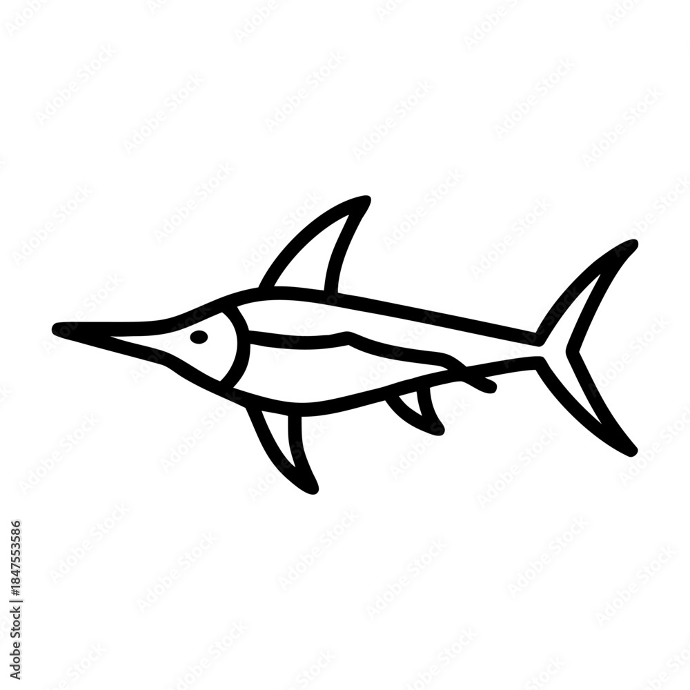 Fototapeta premium A swordfish icon bold outline vector illustration design