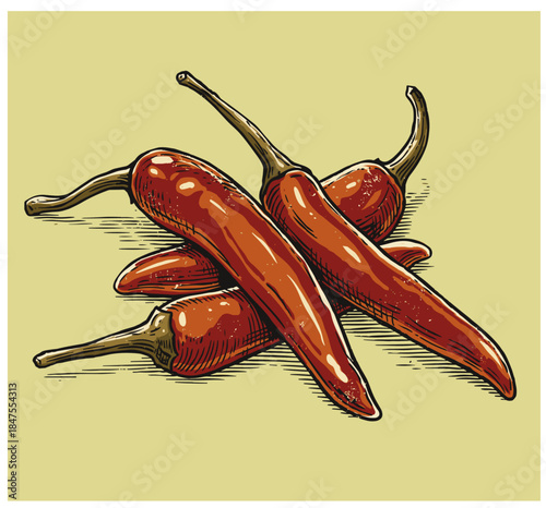 Red Hot Chili Pepper Illustration - Vibrant Spicy Food Vector Graphic