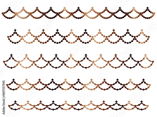 丸、四角星、半円ラインうろこ、18茶