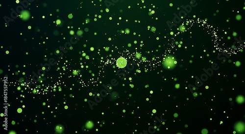 Dynamic green orbs floating in the vast darkness of space