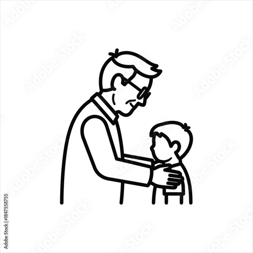 Grandfather and child icon representing guidance mentoring and elder care