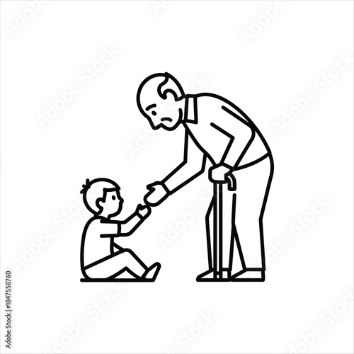 Grandfather and child icon representing intergenerational connection and family support