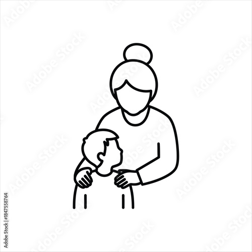 A gentle grandmother and child share a loving family connection icon