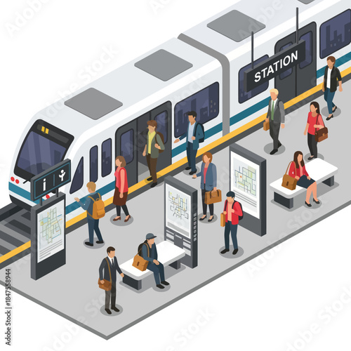 People Waiting at Train Station Platform.