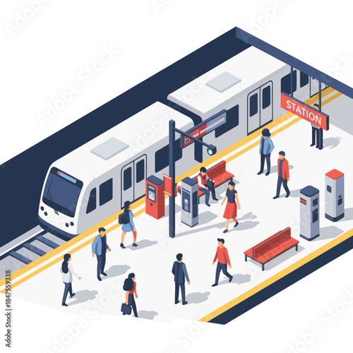 People Waiting at Train Station Platform.