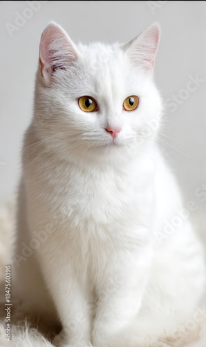 Cute Cat Sitting Isolated on White Background