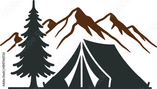 Camping in the mountains a serene silhouette of nature