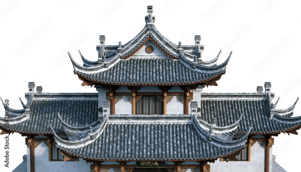 Fototapeta premium Asian style roof an isolated on background.