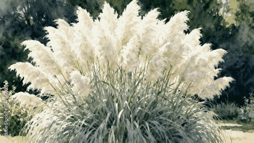 The Elegant Field Pampas grass isolated watercolor vector illustration svg