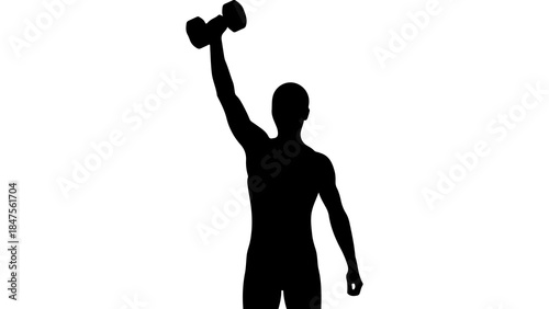Man lifting dumbbell with transparent background