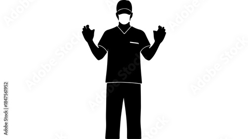 Surgeon wearing mask and cap with transparent background