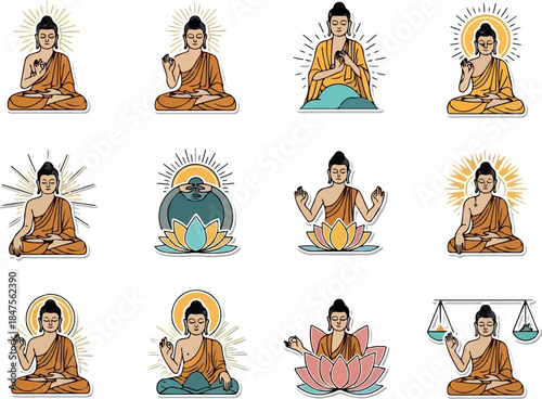 Buddha Icons Collection Meditative Spiritual Art