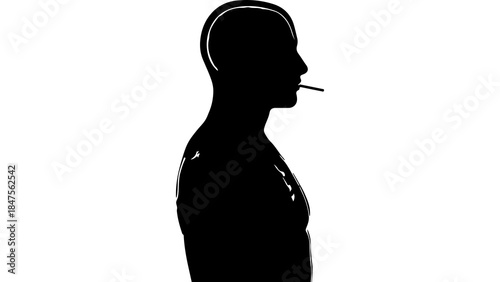Man smoking cigarette silhouette with transparent background