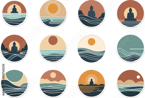 Zen Harmony Serene Meditations with Buddha, Waves, and the Sun