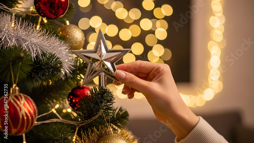 Finishing Christmas Tree with Star Topper