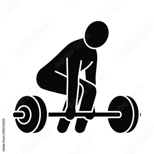 Deadlift weightlifting silhouette with stick figure