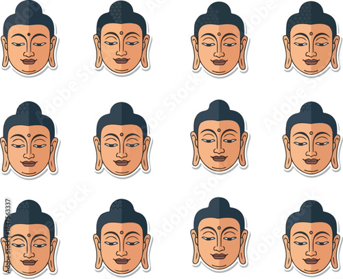 Buddha Head Pattern - Spiritual Enlightenment and Meditation Illustration