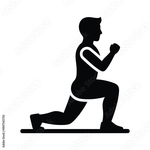 Lunge fitness exercise silhouette of a man