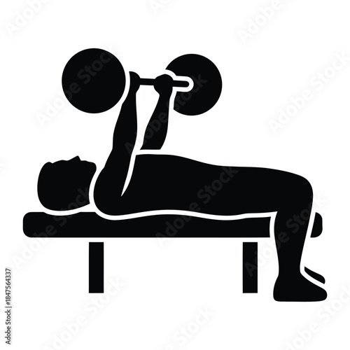 Bench press weightlifting silhouette for training