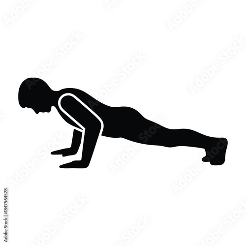 Pushup chest exercise silhouette workout