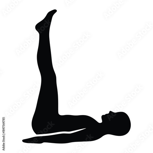 Leg raise abdominal core exercise prone silhouette
