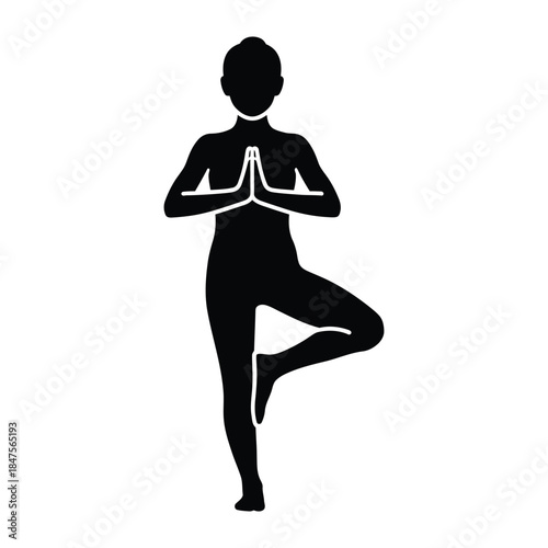 Yoga woman performing tree pose for balance and meditation