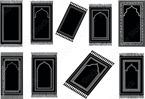 A Collection of Islamic Prayer Rugs in Black and White