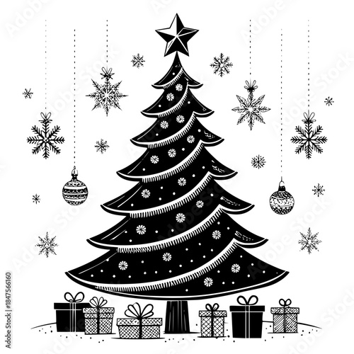 christmas tree with snowflakes