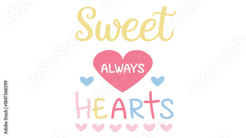 Sweet always hearts in colorful rainbow le cute design element